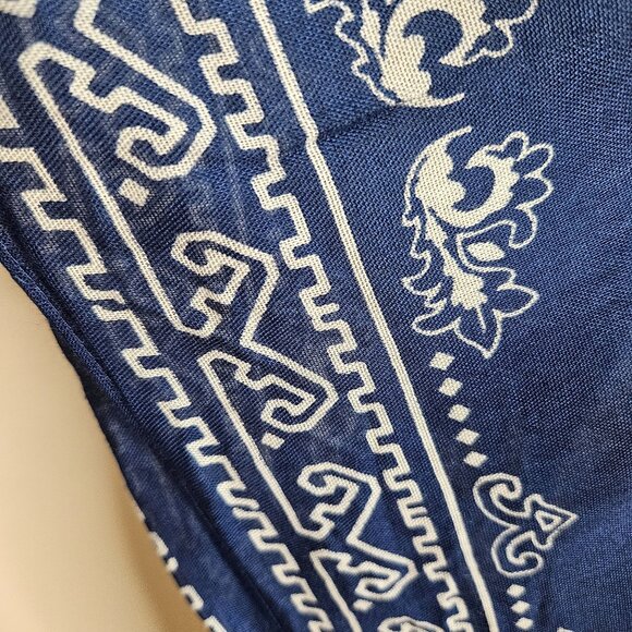 Woman's Woven Heart kimono boho medallion print fringe accent blue cover up S1 - Picture 4 of 11